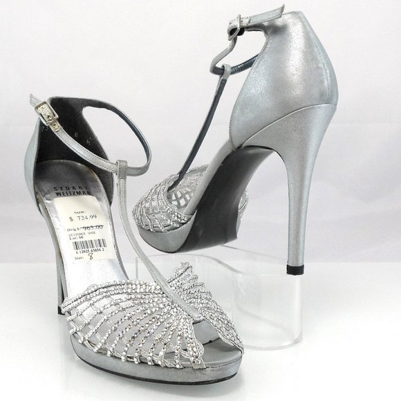 NIB$965 Stuart Weitzman Bridal Collection WeaveMe Swarovski Crystals Sandals 8 - Picture 2 of 16